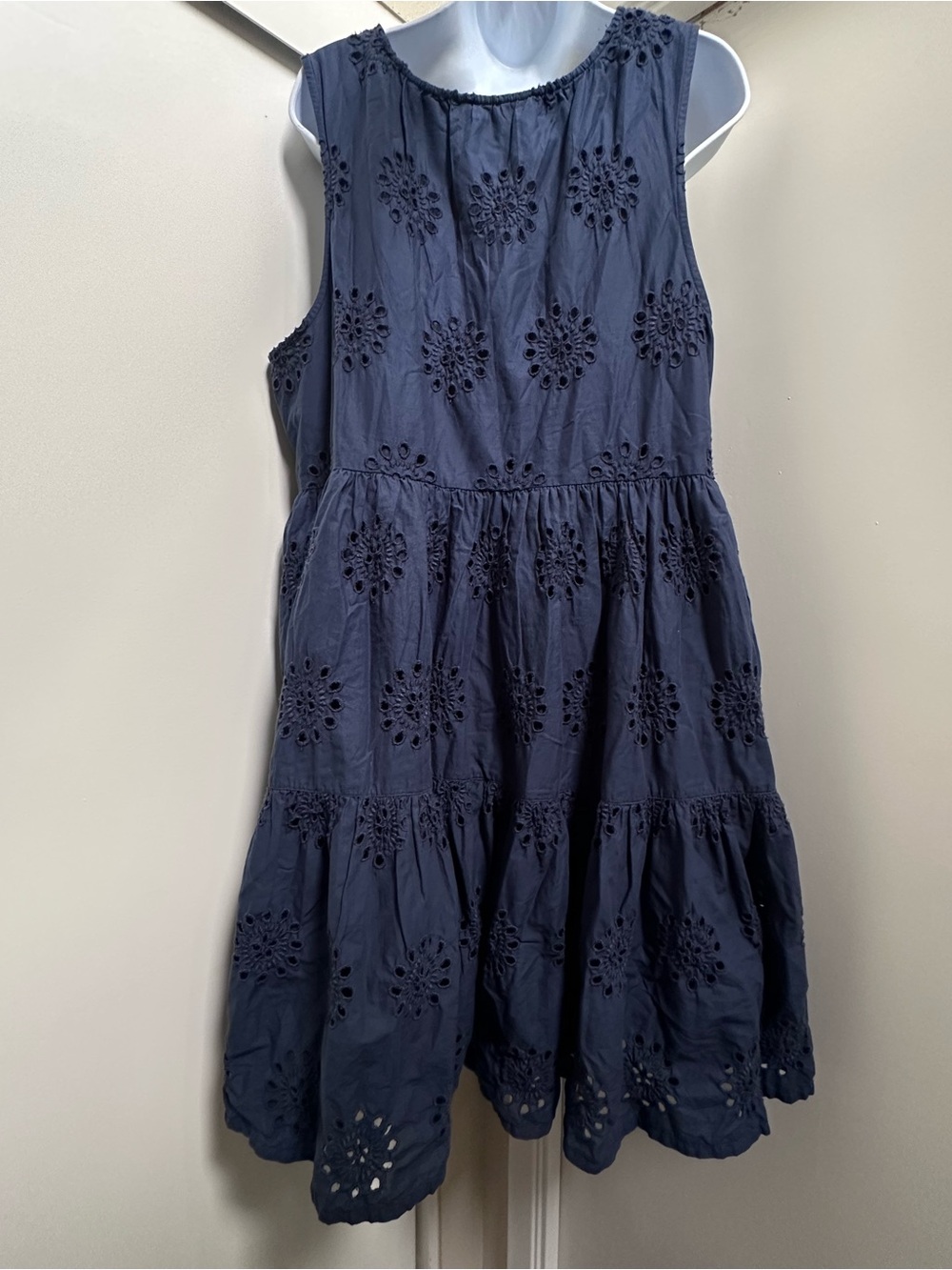 Sonoma Sleeveless Eyelet Tiered Midi Dress in Navy Blue - Picture 4 of 7